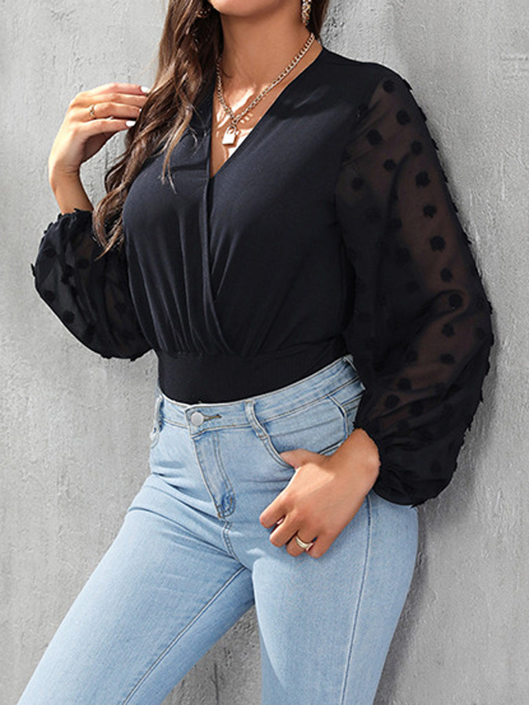 1950s Lace Lantern Sleeve Bodysuit