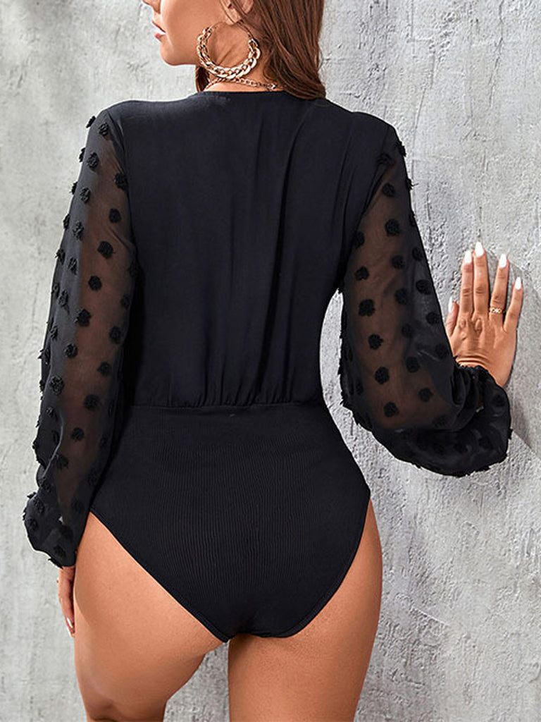 1950s Lace Lantern Sleeve Bodysuit