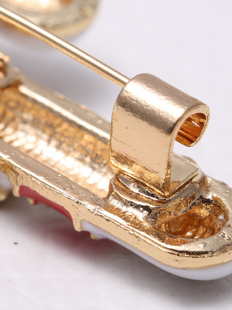 Retro Christmas Crutch Rhinestone Brooch