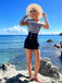 Navy Blue Patchwork Off-shoulder Striped Romper