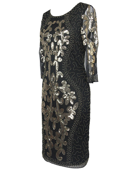 US Warehouse] 1920s 3/4 Sleeve Mesh Sequin Gatsby Dress