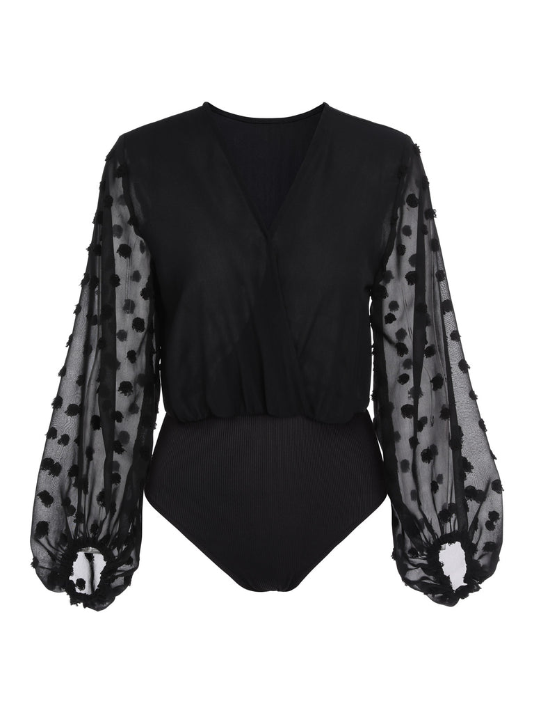 1950s Lace Lantern Sleeve Bodysuit