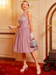 Pink 1950s Floral Lace Swing Dress