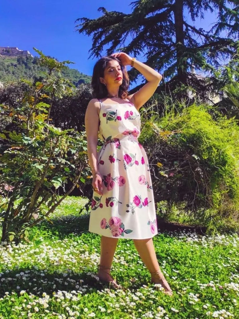 Pink 1950s Rose Floral Swing Dress