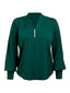 1930s Retro Solid V-neck Puff Sleeve Blouse