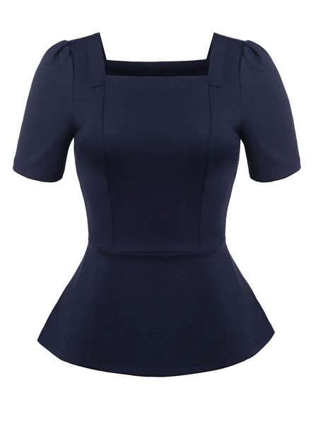 Navy-Square-Neck-Solid-Top-