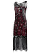 Wine Red 1920s Peacock Flapper Dress