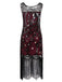 Wine Red 1920s Peacock Flapper Dress