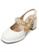 Retro Pearl Décor Sling Back Shoes