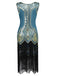 Lake Blue 1920s Beaded Fringed Dress