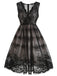 Black 1950s Lace Floral Swing Dress