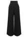 Black 1930s Solid Suspender Pants