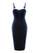 Blue 1960s 3D Butterfly Velvet Pencil Dress
