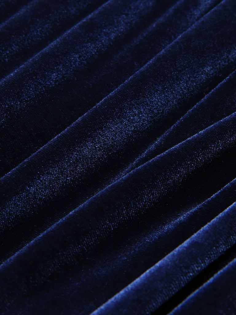 Blue 1960s 3D Butterfly Velvet Pencil Dress