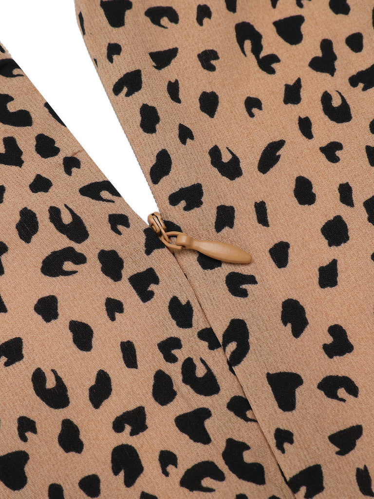 1930s Leopard Print Mullet Sleeves V-neck Romper