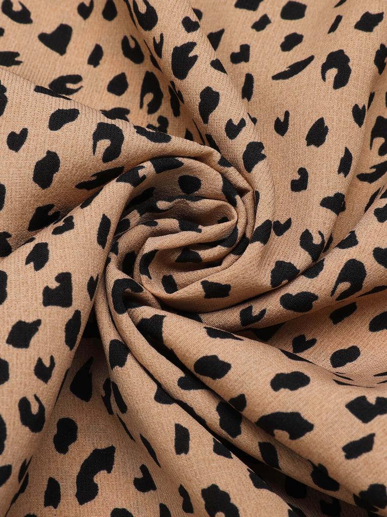 1930s Leopard Print Mullet Sleeves V-neck Romper