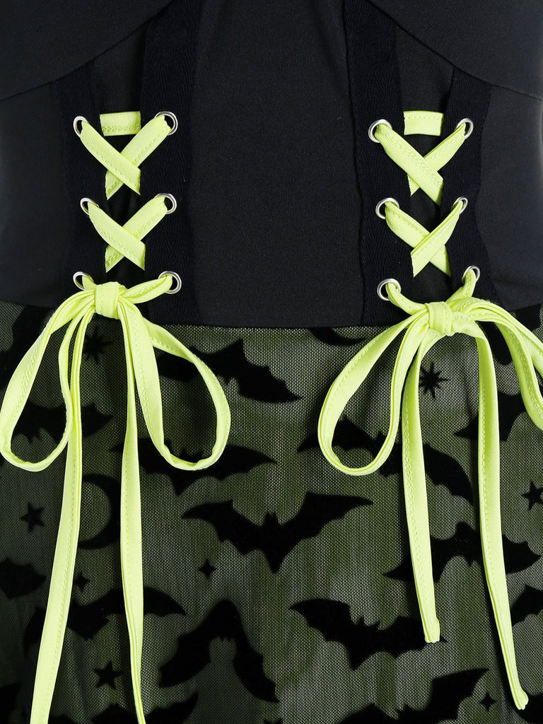 Yellow 1950s Strap Bat Swing Dress