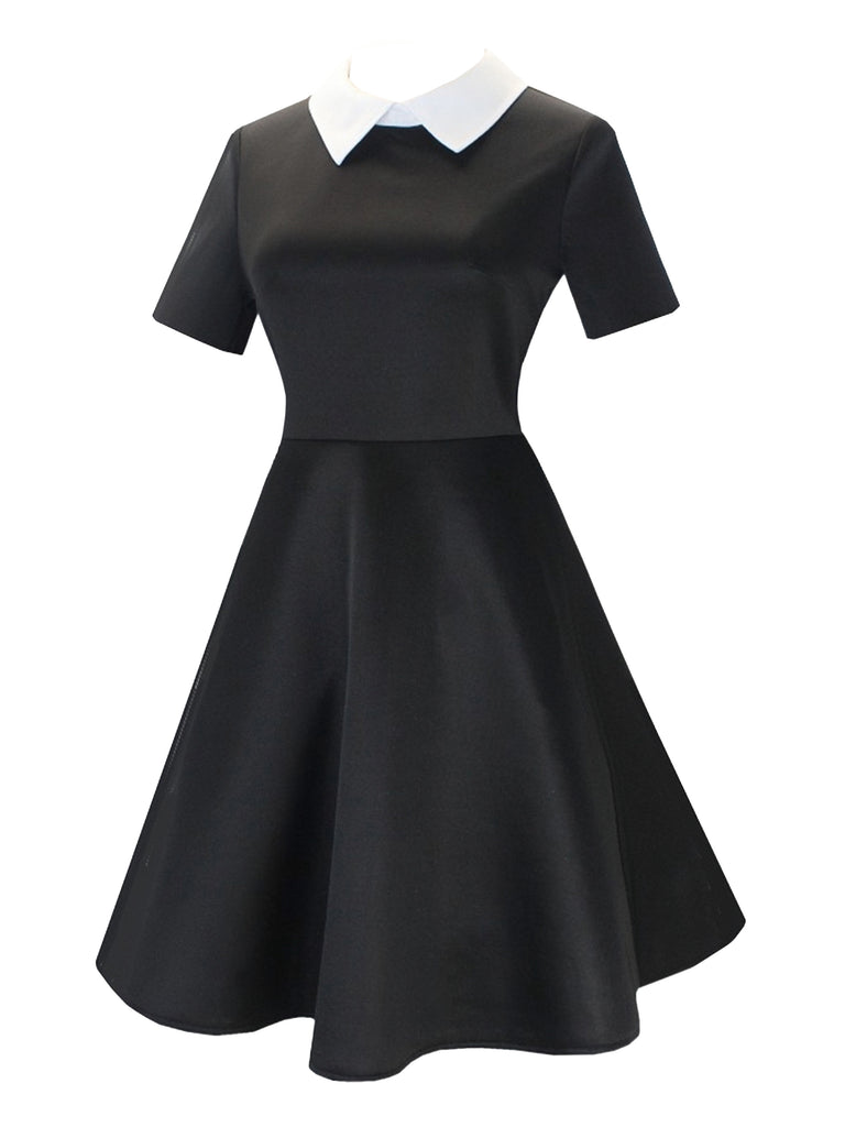 Black & White 1940s Shirt Collar Wednesday's Dress