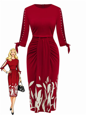 1960s Floral Cut-Out Patchwork Tie Dress