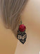 Halloween Hollow Lace 3D Red Rose Earrings
