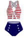 1950s Retro Strap Stripes Criss Cross Bikini