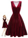 [Pre-Sale] Red 1950s Velvet Polka Dot Lined Bow Dress