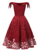 Green 1950s Christmas Snowflake Off-Shoulder Dress