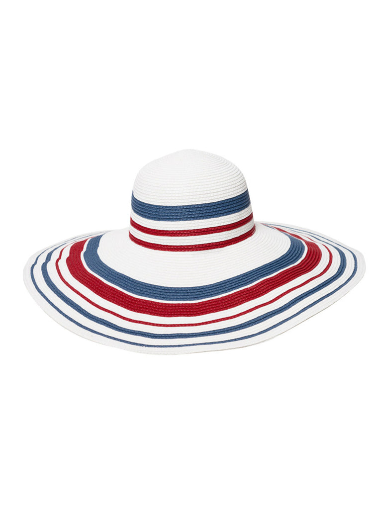 Red & Blue Sun Large Brim hat