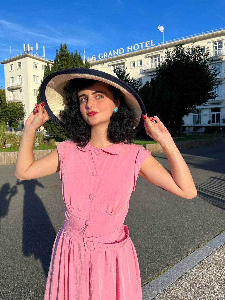 Pink 1950s Doll Collar Solid Dress