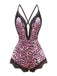 1950s Spaghetti Strap Leopard Lace Sleepwear
