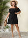 [Plus Size] 1950s Solid Ruffle Neck Off Shoulder Dress