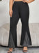 [Plus Size] Black 1930s Solid Flare Pants