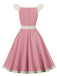 Pink 1950s Sweetheart Collar Bow Swing Dress