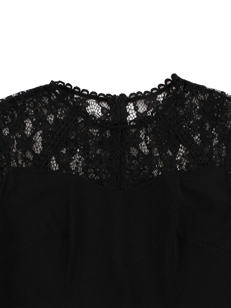 Black 1950s Lace Round Neck Dress