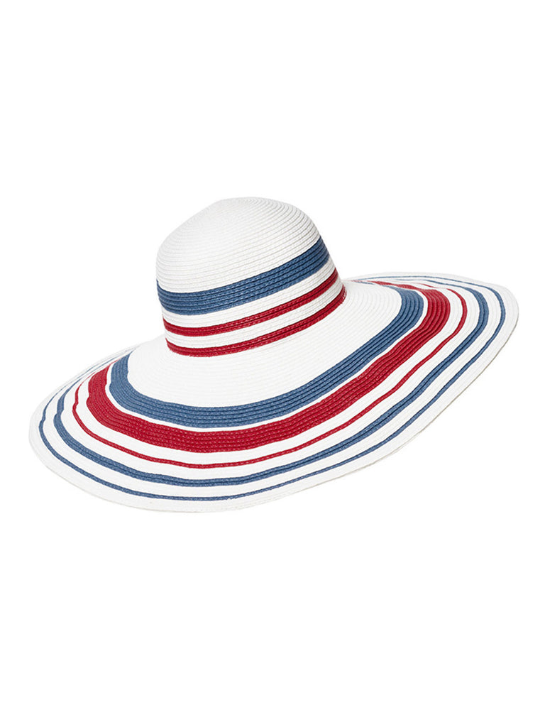 Red & Blue Sun Large Brim hat