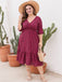 [Plus Size] 1950s V-neck Leopard Half Sleeve Dress