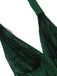 Green 1950s Christmas Halter Polka Dots Mesh Dress
