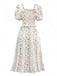 Yellow 1940s Floral Square Neck Dress
