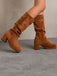Suede Slouch Block Heel Mid Boots