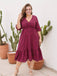 [Plus Size] 1950s V-neck Leopard Half Sleeve Dress