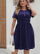 [Plus Size] Deep Blue 1950s Solid Front Cross Dress