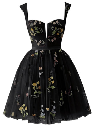 1970s Embroidered Floral Lace Mini Dress