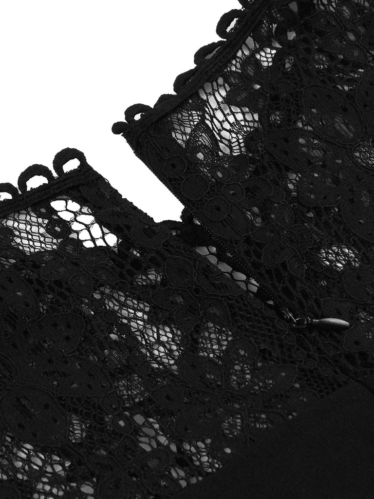 Black 1950s Lace Round Neck Dress