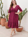 [Plus Size] 1950s V-neck Leopard Half Sleeve Dress