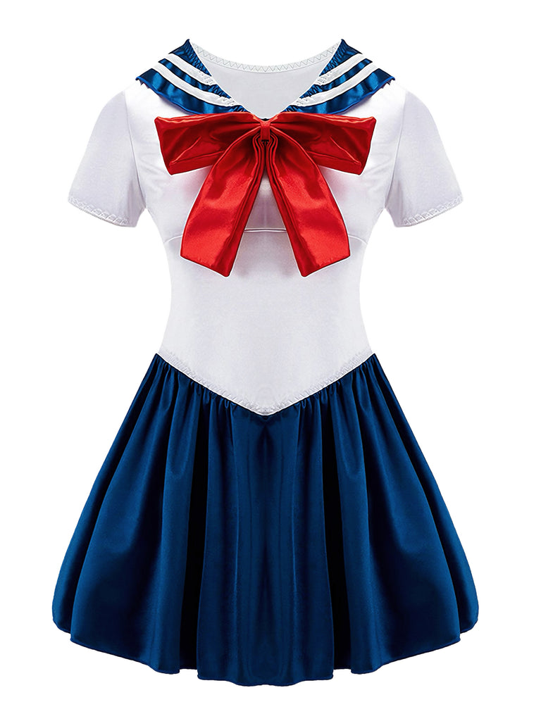 1970s Satin Vintage Sailor Collar Sleepwear Set