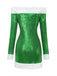 Green and White Faux Fur Christmas Dress 3