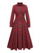Red Green Plaid Long Sleeve Maxi Dress 1