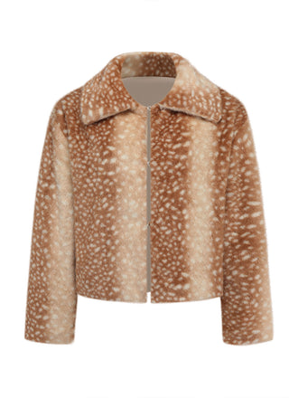 Spotted Faux Fur Bambi Style Jacket 1