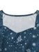 Dark Blue 1950s Santa Print Christmas Midi Dress