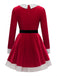 Faux Fur Belted Christmas Long Sleeve Dress 6